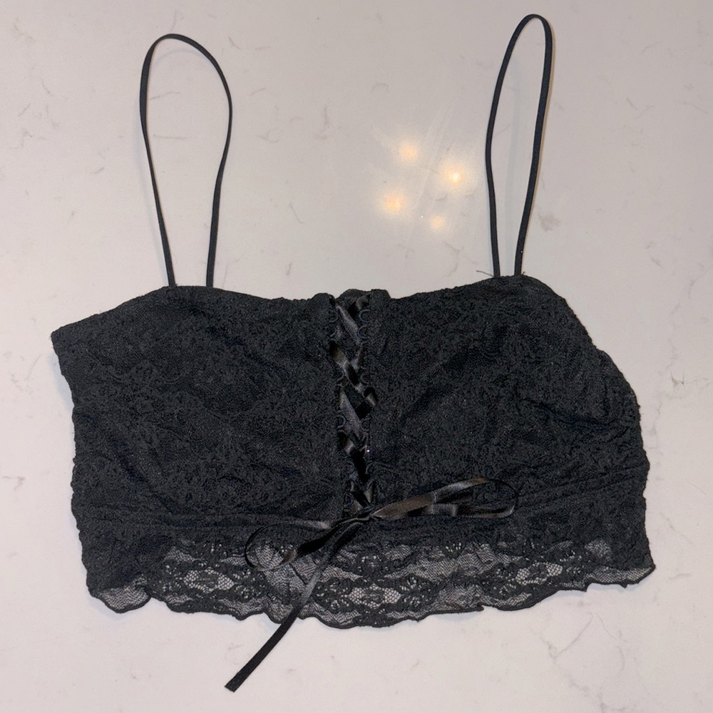 Black lace bralette corset micro top